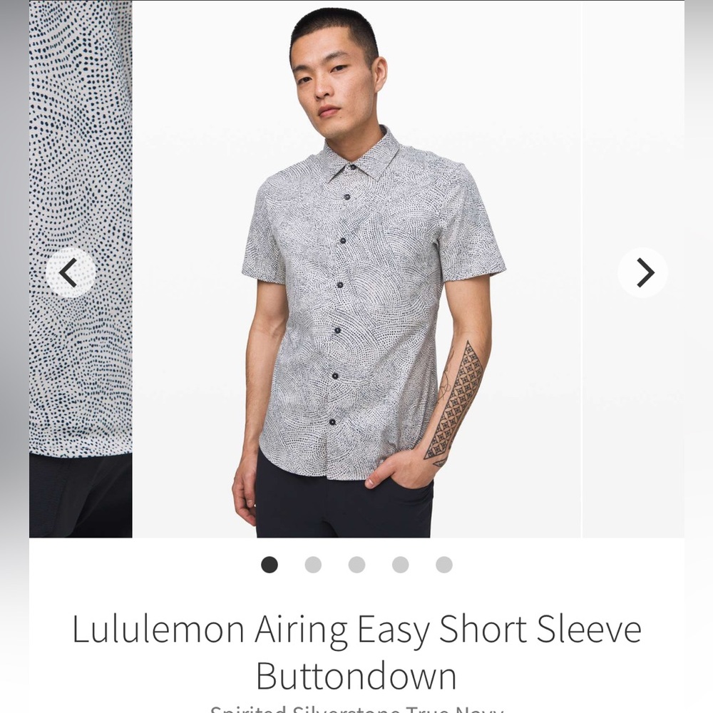 Lululemon airing easy short sleeve button down in spirited silver tone true navy